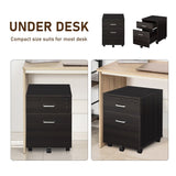 Vinsetto 2-Drawer Locking Office Filing Cabinet w/ 5 Wheels Rolling Storage Hanging Legal Letter Files Cupboard Home Organisation Black Wood Grain