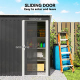 Outsunny 5 x 3ft Garden Storage Shed with Sliding Door and Sloped Roof Outdoor Equipment Tool, Black