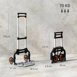HOMCOM Folding Sack Truck, 70kg Lightweight Hand Truck with Wheels, Foldable Trolley Cart with Telescoping Handle for Warehouse, Office, Luggage, Silver Tone
