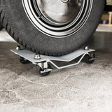 DURHAND Two-Piece Car Wheel Dolly with Swivel Casters, Non-Slip Metal Plates, 680kg Capacity, Grey
