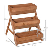 Outsunny 3 Tier Raised Garden Bed Wooden Elevated Planter Box Kit, 66L for Flower, Vegetable, Herb, 65x75x78cm, Brown