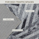 HOMCOM Modern Area Rug, Triangle Pattern Non-Slip Washable Rug, Chenille Floor Carpet for Living Room, Bedroom, Dining Room, Home Office, 290 x 200 cm, Black