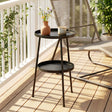 Outsunny Patio Side Table, 2-Tier Round Coffee End Table for Garden Balcony Living Room Bedroom, Black