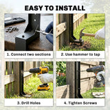 Outsunny 2 Pack Fence Post Repair Kit, 81 cm Metal Fence Post Support with Drill, Garden Ground Spikes for Broken Gate, Posts
