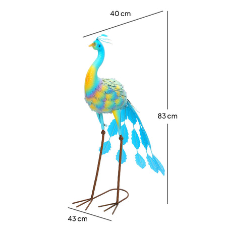 Outsunny Peacock Garden Statue, Standing Garden Ornament, Metal Garden Gift with Stakes for Patio Pond Landscape Decoration, Multi-Colour