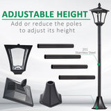 Outsunny 2 Pieces Outdoor Garden Solar Post Lamp Sensor Dimmable LED Lantern Bollard Pathway 1.6M Tall  Black