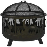 Outsunny Steel Fire Pit BBQ, with Poker - Black