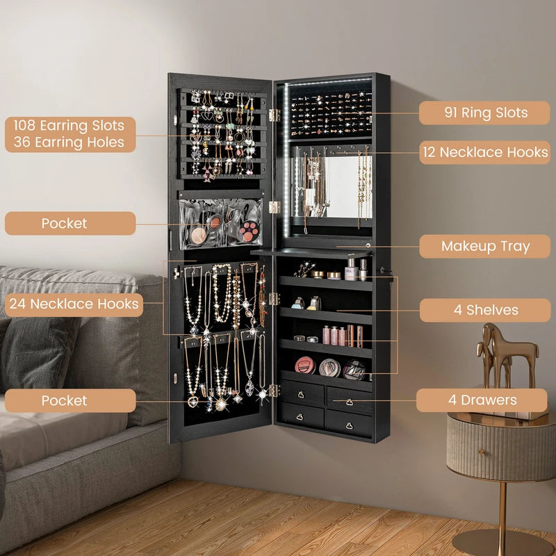 Multipurpose Storage Cabinet with 4 Drawers-Black