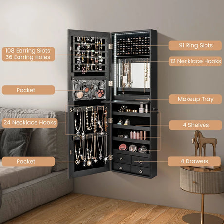 Multipurpose Storage Cabinet with 4 Drawers-Black