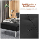 Rectangle Tufted Ottoman with Stainless Steel Legs for Living Room-Black