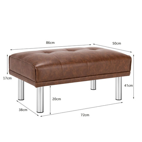 Rectangle Tufted Ottoman with Stainless Steel Legs for Living Room-Brown