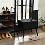 Modern Upholstered Flip Top Velvet Storage Ottoman Footrest-Black