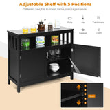 Buffet Sideboard Storage Cabinet with Shelf for Kitchen-Black