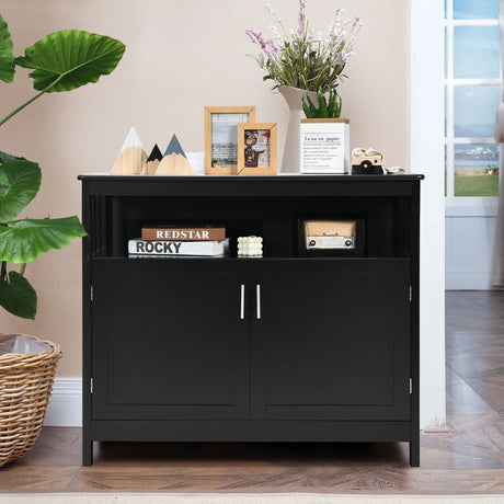 Buffet Sideboard Storage Cabinet with Shelf for Kitchen-Black