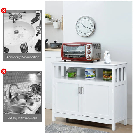 Buffet Sideboard Storage Cabinet with Shelf for Kitchen-White