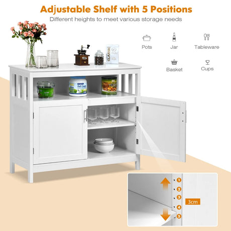 Buffet Sideboard Storage Cabinet with Shelf for Kitchen-White