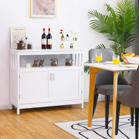 Buffet Sideboard Storage Cabinet with Shelf for Kitchen-White