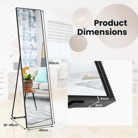 Free-standing wall-mountable mirror 160 x 40 cm