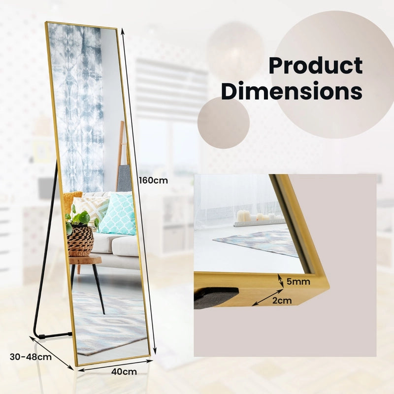 Free-standing wall-mountable mirror 160 x 40 cm