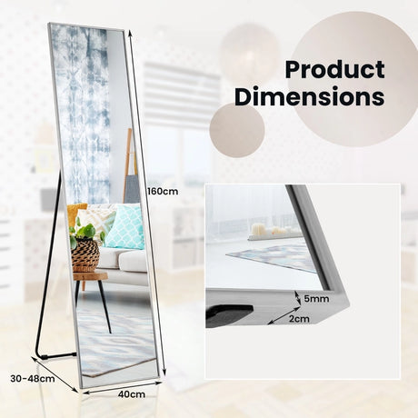 Free-standing wall-mountable mirror 160 x 40 cm