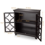 Buffet Sideboard Storage Cabinet with Glass Door for Kitchen Hallway -Coffee