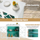 Buffet Sideboard Storage Cabinet with Glass Door for Kitchen Hallway -Green