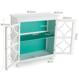 Buffet Sideboard Storage Cabinet with Glass Door for Kitchen Hallway -Green