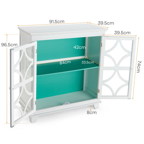 Buffet Sideboard Storage Cabinet with Glass Door for Kitchen Hallway -Green