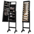 Mirrored Jewelry Cabinet Armoire Organizer w/ LED lights-Black