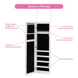 LED Lights Wall Door Mounted Jewelry Cabinet with Full Length Mirror