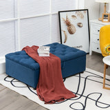 Folding Ottoman Sleeper Bed with Mattress for Guest Bed and Office Nap-Blue