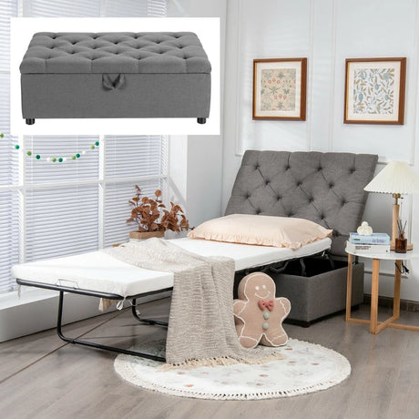 2-In-1 Folding Ottoman Sleeper with Mattress for Home/Office/Bedroom