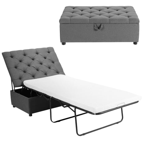 2-In-1 Folding Ottoman Sleeper with Mattress for Home/Office/Bedroom