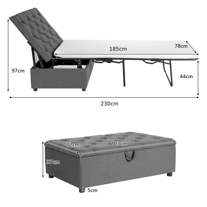 2-In-1 Folding Ottoman Sleeper with Mattress for Home/Office/Bedroom