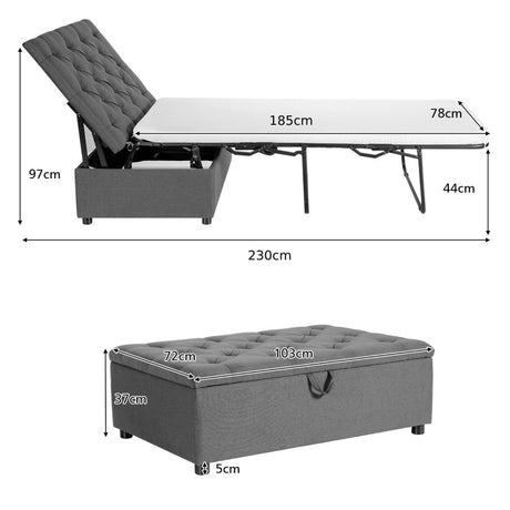 2-In-1 Folding Ottoman Sleeper with Mattress for Home/Office/Bedroom