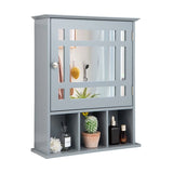 Wall Mounted and Mirrored Bathroom Cabinet-Gray