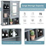 Wall Mounted and Mirrored Bathroom Cabinet-Gray