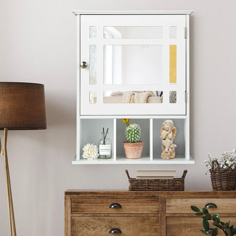 Wall Mounted and Mirrored Bathroom Cabinet-White