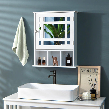 Wall Mounted and Mirrored Bathroom Cabinet-White