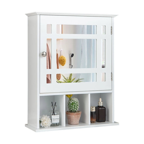 Wall Mounted and Mirrored Bathroom Cabinet-White