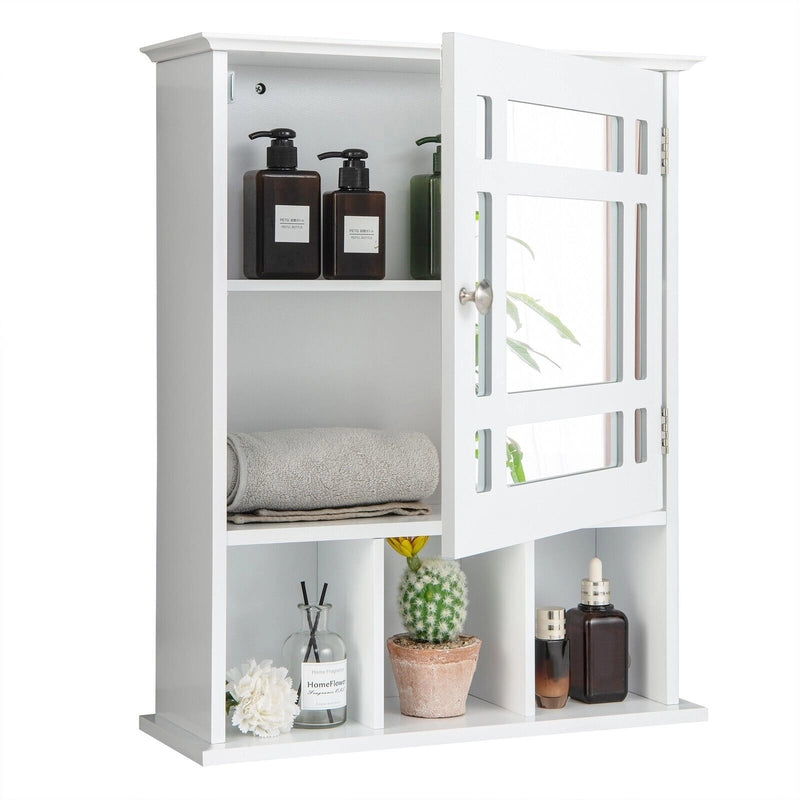 Wall Mounted and Mirrored Bathroom Cabinet-White