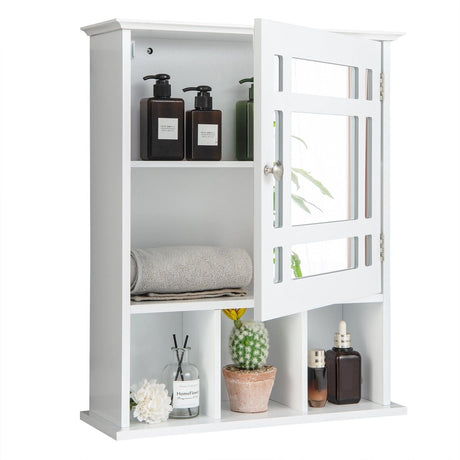 Wall Mounted and Mirrored Bathroom Cabinet-White