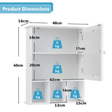 Wall Mounted and Mirrored Bathroom Cabinet-White