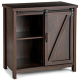 Freestanding Kitchen Buffet Storage Cabinet with Sliding Barn Door-Rustic Brown