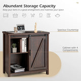 Freestanding Kitchen Buffet Storage Cabinet with Sliding Barn Door-Rustic Brown