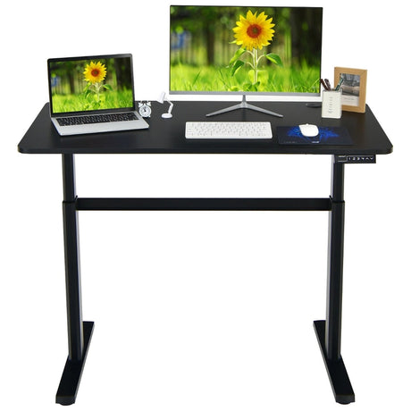 Ergonomic Computer Table and Workstation With USB Charging Port-Black
