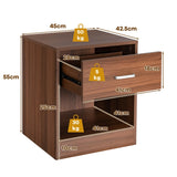 2-tier Wooden Bedside Table with Storage Drawer & Cabinet for Bedroom/Living Room/Office
