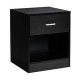 Modern Nightstand with Storage Drawer and Cabinet-Black