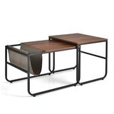 2 Pieces Modern Industrial Nesting Coffee Table Set