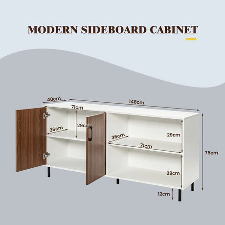 Modern Buffet Sideboard with Open Compartments for Kitchen